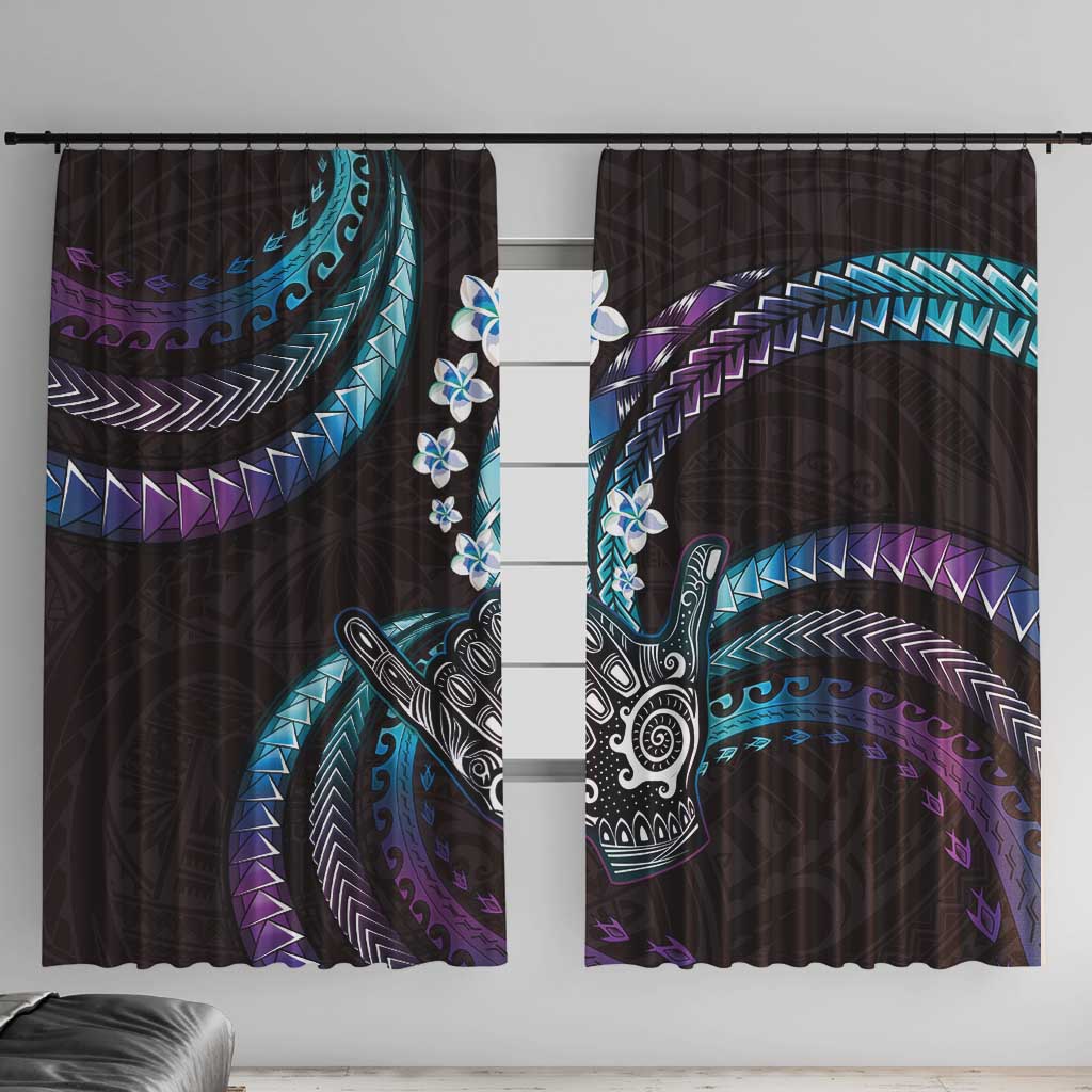 Hawaii Shaka Sign Window Curtain Fantastic Frangipani Amethyst Gradient LT01 With Hooks Purple - Polynesian Pride
