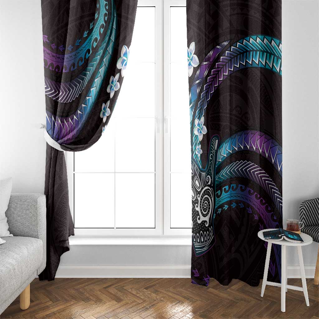 Hawaii Shaka Sign Window Curtain Fantastic Frangipani Amethyst Gradient LT01 - Polynesian Pride