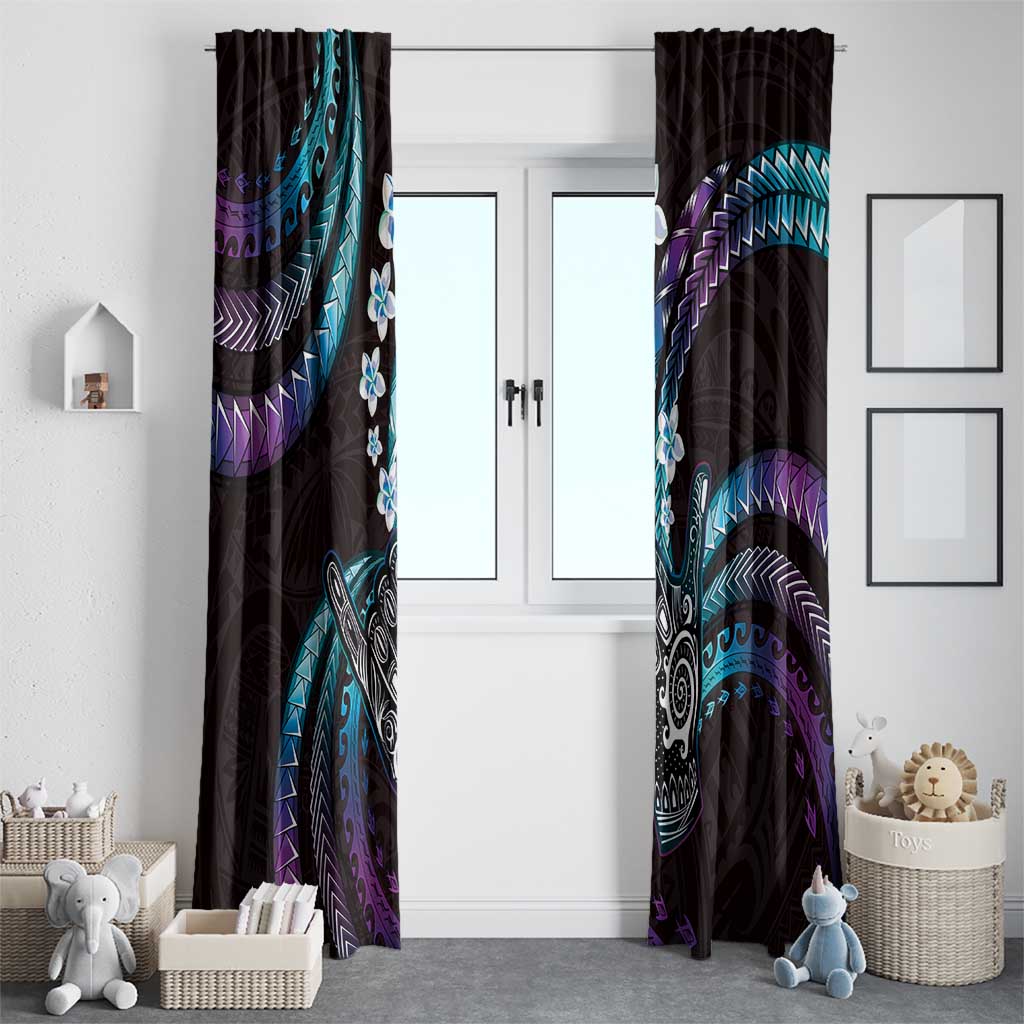 Hawaii Shaka Sign Window Curtain Fantastic Frangipani Amethyst Gradient LT01 - Polynesian Pride