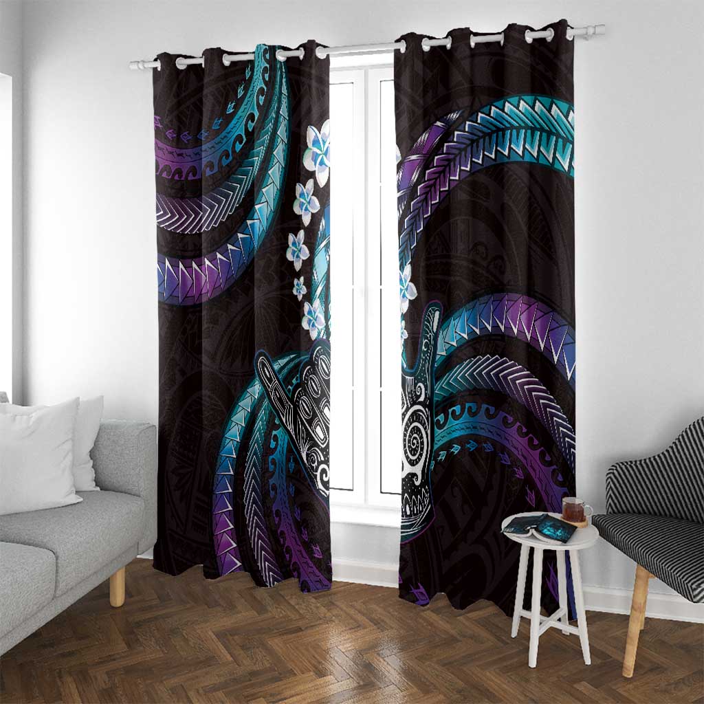 Hawaii Shaka Sign Window Curtain Fantastic Frangipani Amethyst Gradient LT01 With Grommets Purple - Polynesian Pride