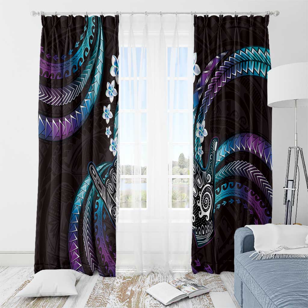 Hawaii Shaka Sign Window Curtain Fantastic Frangipani Amethyst Gradient LT01 - Polynesian Pride