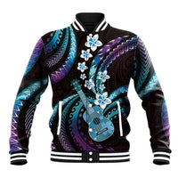 Hawaiian Ukulele Baseball Jacket Amethyst Gradient Fantastic Plumeria