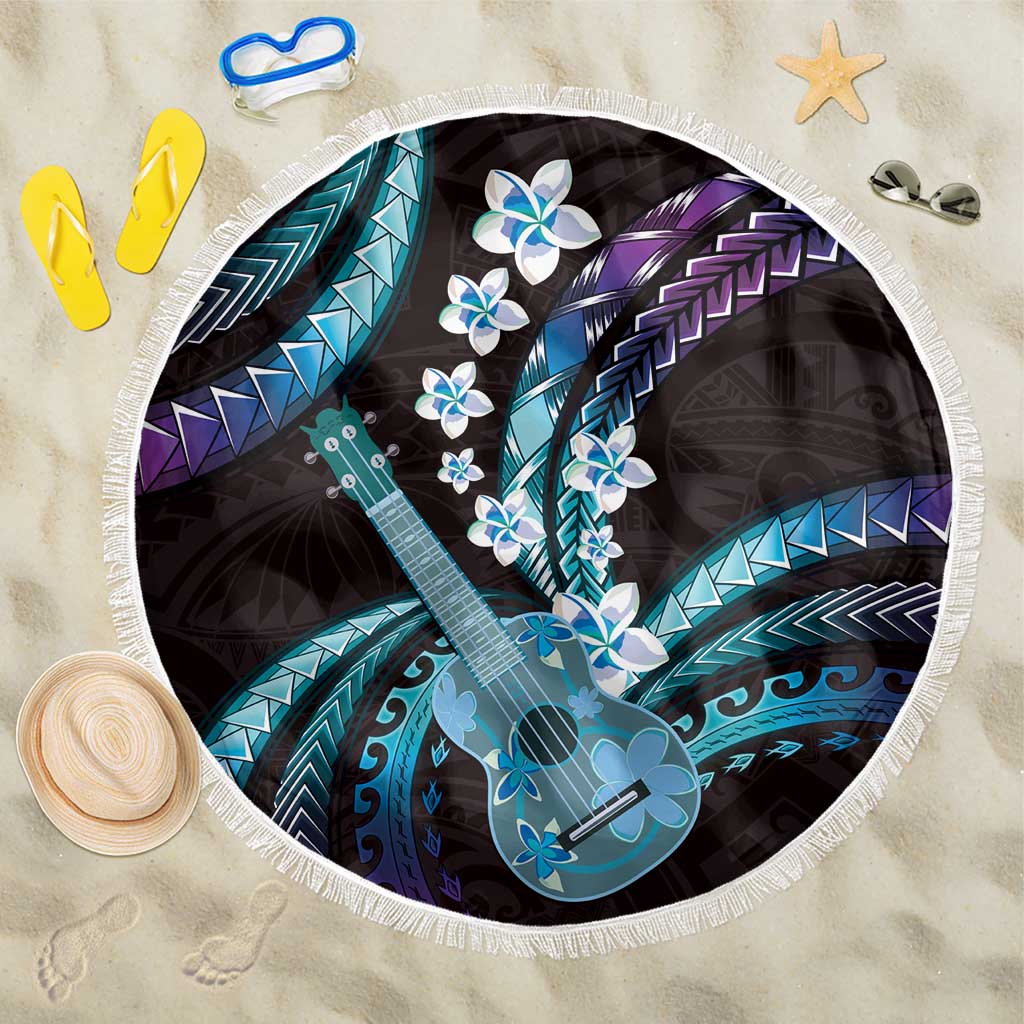 Hawaiian Ukulele Beach Blanket Amethyst Gradient Fantastic Plumeria