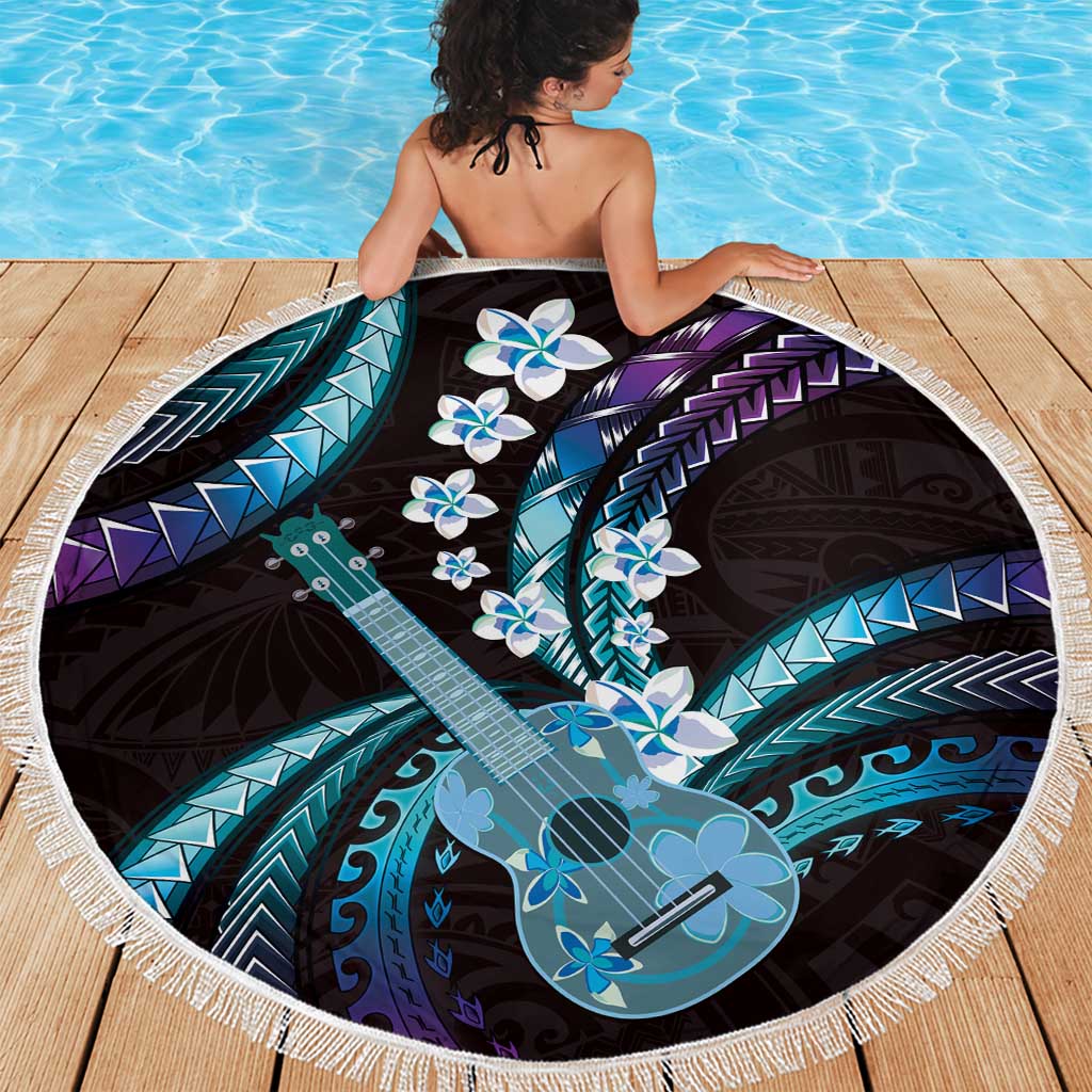 Hawaiian Ukulele Beach Blanket Amethyst Gradient Fantastic Plumeria