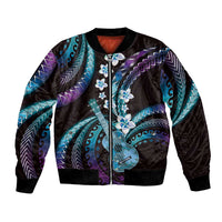 Hawaiian Ukulele Bomber Jacket Amethyst Gradient Fantastic Plumeria