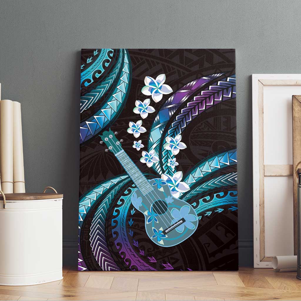 Hawaiian Ukulele Canvas Wall Art Amethyst Gradient Fantastic Plumeria