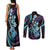 Hawaiian Ukulele Couples Matching Tank Maxi Dress and Long Sleeve Button Shirt Amethyst Gradient Fantastic Plumeria