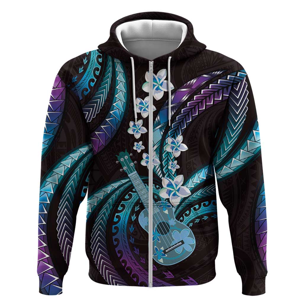 Hawaiian Ukulele Hoodie Amethyst Gradient Fantastic Plumeria