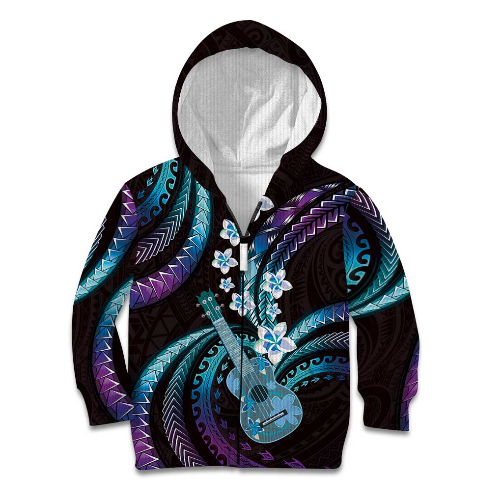 Hawaiian Ukulele Kid Hoodie Amethyst Gradient Fantastic Plumeria