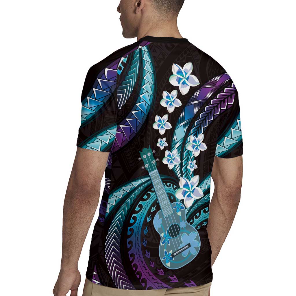 Hawaiian Ukulele Rugby Jersey Amethyst Gradient Fantastic Plumeria