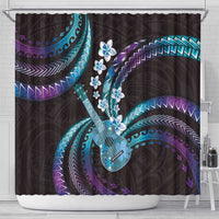 Hawaiian Ukulele Shower Curtain Amethyst Gradient Fantastic Plumeria