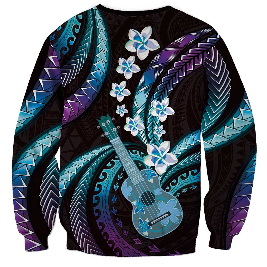 Hawaiian Ukulele Sweatshirt Amethyst Gradient Fantastic Plumeria