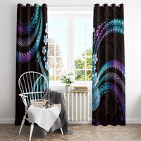 Hawaiian Ukulele Window Curtain Amethyst Gradient Fantastic Plumeria