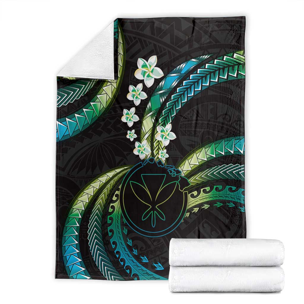 Hawaii Map Kanaka Maoli Blanket Fantastic Frangipani Chartreuse Cyan