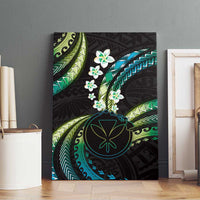 Hawaii Map Kanaka Maoli Canvas Wall Art Fantastic Frangipani Chartreuse Cyan