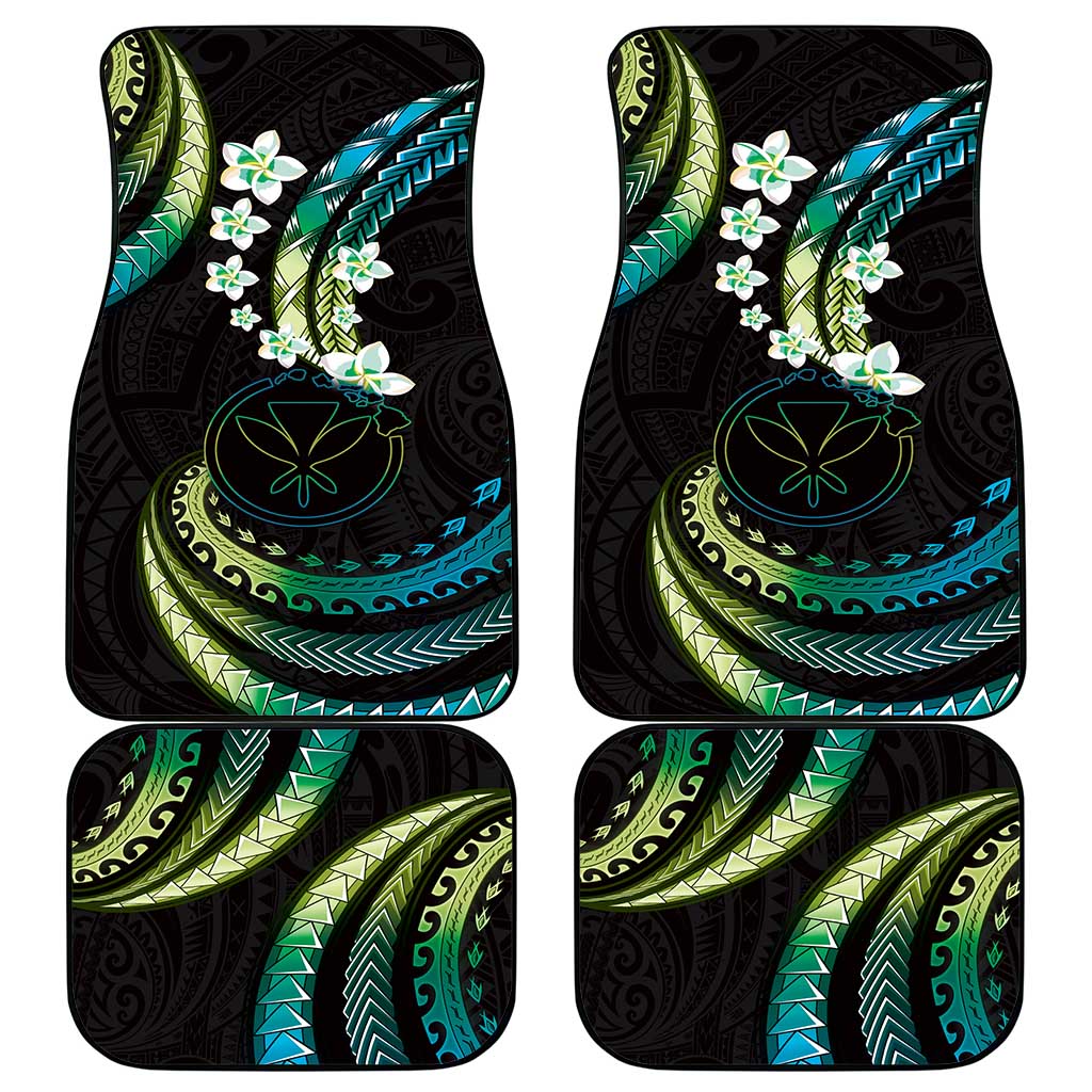 Hawaii Map Kanaka Maoli Car Mats Fantastic Frangipani Chartreuse Cyan