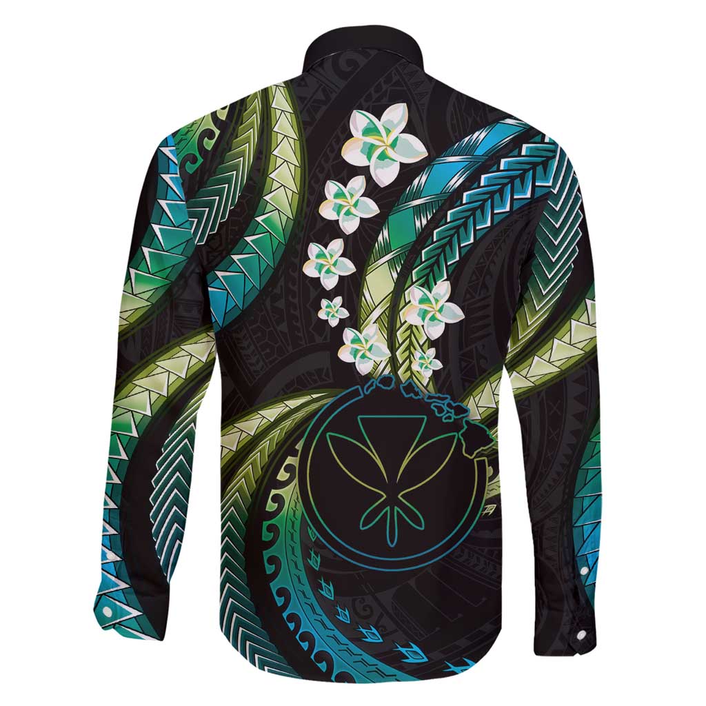 Hawaii Map Kanaka Maoli Family Matching Off Shoulder Maxi Dress and Hawaiian Shirt Fantastic Frangipani Chartreuse Cyan