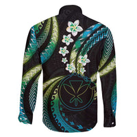 Hawaii Map Kanaka Maoli Family Matching Off Shoulder Maxi Dress and Hawaiian Shirt Fantastic Frangipani Chartreuse Cyan