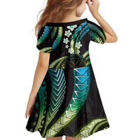 Hawaii Map Kanaka Maoli Family Matching Off Shoulder Short Dress and Hawaiian Shirt Fantastic Frangipani Chartreuse Cyan