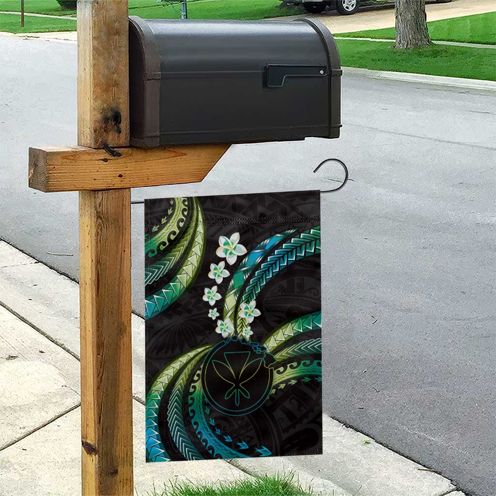 Hawaii Map Kanaka Maoli Garden Flag Fantastic Frangipani Chartreuse Cyan