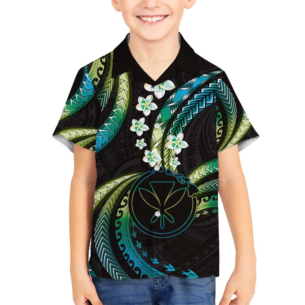 Hawaii Map Kanaka Maoli Hawaiian Shirt Fantastic Frangipani Chartreuse Cyan