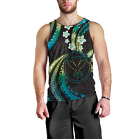 Hawaii Map Kanaka Maoli Men Tank Top Fantastic Frangipani Chartreuse Cyan