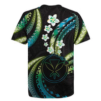 Hawaii Map Kanaka Maoli Rugby Jersey Fantastic Frangipani Chartreuse Cyan