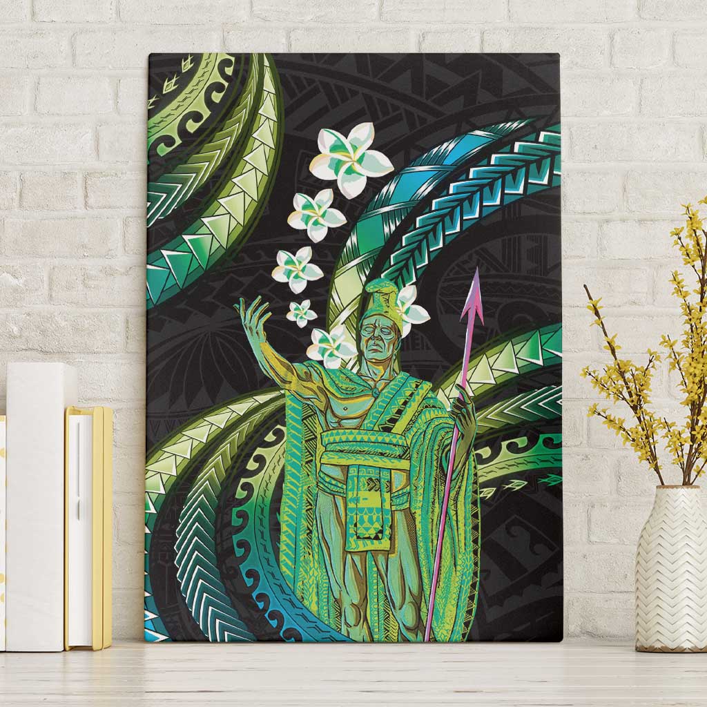 Hawaii King Kamehameha Canvas Wall Art Fantastic Plumeria Chartreuse Cyan