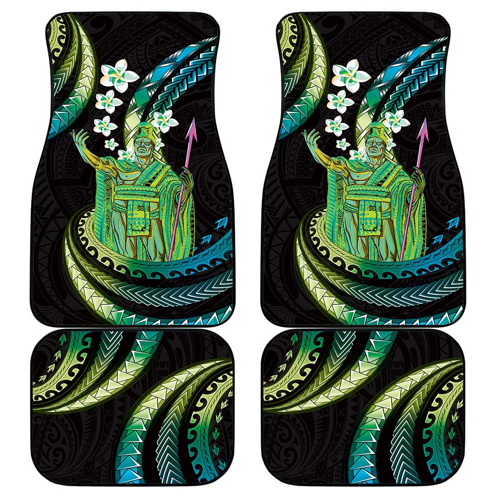 Hawaii King Kamehameha Car Mats Fantastic Plumeria Chartreuse Cyan