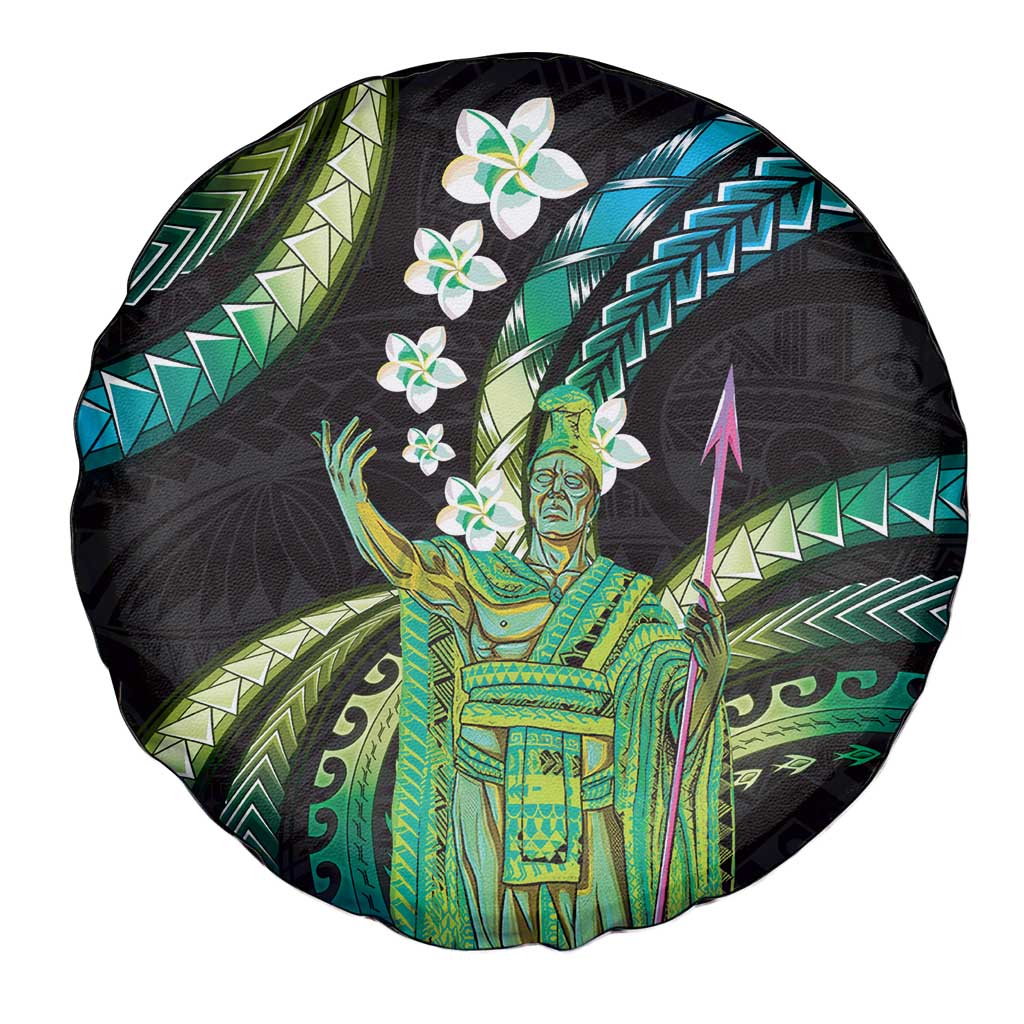 Hawaii King Kamehameha Spare Tire Cover Fantastic Plumeria Chartreuse Cyan