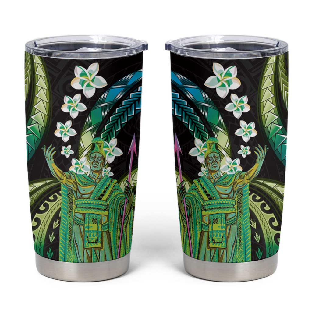 Hawaii King Kamehameha Tumbler Cup Fantastic Plumeria Chartreuse Cyan