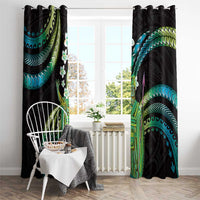 Hawaii King Kamehameha Window Curtain Fantastic Plumeria Chartreuse Cyan