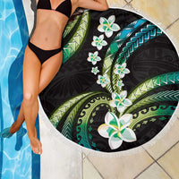 Hawaii Plumeria Beach Blanket Chartreuse Cyan Polynesian Pattern LT01 - Polynesian Pride