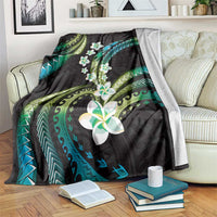 Hawaii Plumeria Blanket Chartreuse Cyan Polynesian Pattern LT01 Cyan - Polynesian Pride