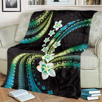 Hawaii Plumeria Blanket Chartreuse Cyan Polynesian Pattern LT01 - Polynesian Pride