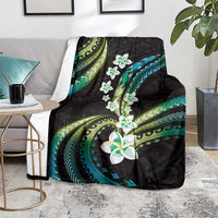 Hawaii Plumeria Blanket Chartreuse Cyan Polynesian Pattern LT01 - Polynesian Pride