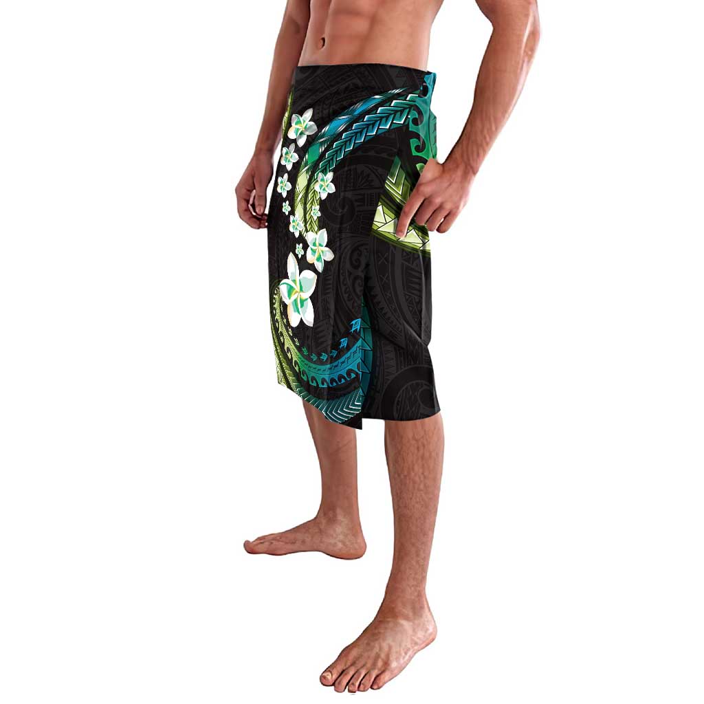 Hawaii Plumeria Lavalava Chartreuse Cyan Polynesian Pattern