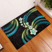 Hawaii Plumeria Rubber Doormat Chartreuse Cyan Polynesian Pattern LT01 - Polynesian Pride