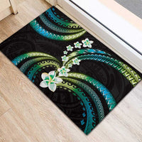 Hawaii Plumeria Rubber Doormat Chartreuse Cyan Polynesian Pattern LT01 - Polynesian Pride