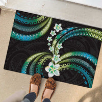 Hawaii Plumeria Rubber Doormat Chartreuse Cyan Polynesian Pattern LT01 - Polynesian Pride