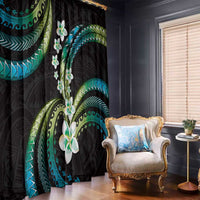 Hawaii Plumeria Window Curtain Chartreuse Cyan Polynesian Pattern LT01 - Polynesian Pride