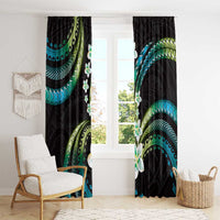 Hawaii Plumeria Window Curtain Chartreuse Cyan Polynesian Pattern LT01 - Polynesian Pride