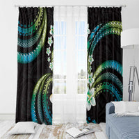 Hawaii Plumeria Window Curtain Chartreuse Cyan Polynesian Pattern LT01 - Polynesian Pride