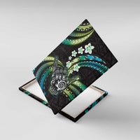 Hawaii Shaka Sign Canvas Wall Art Fantastic Frangipani Chartreuse Cyan LT01 With Frame Cyan - Polynesian Pride