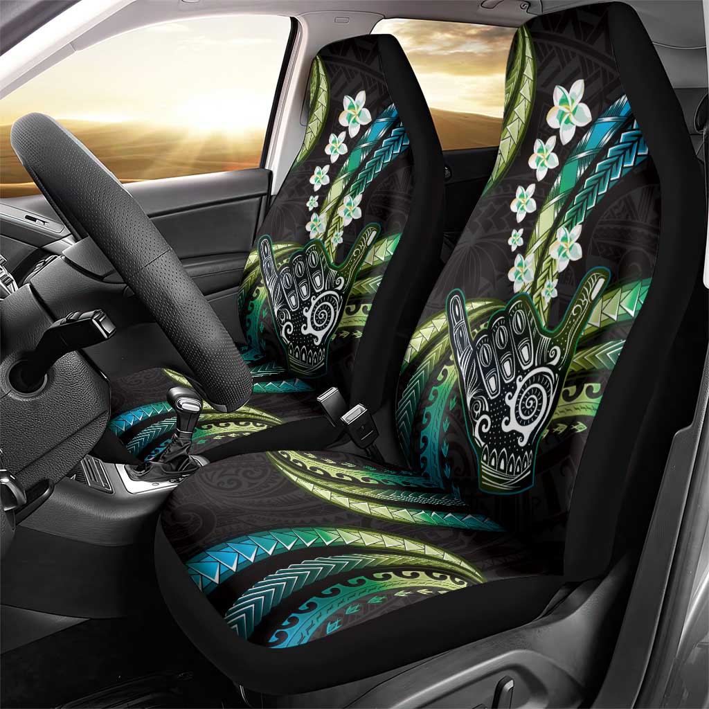 Hawaii Shaka Sign Car Seat Cover Fantastic Frangipani Chartreuse Cyan