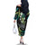 Hawaii Shaka Sign Family Matching Off The Shoulder Long Sleeve Dress and Hawaiian Shirt Fantastic Frangipani Chartreuse Cyan