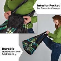 Hawaii Shaka Sign Grocery Bag Fantastic Frangipani Chartreuse Cyan