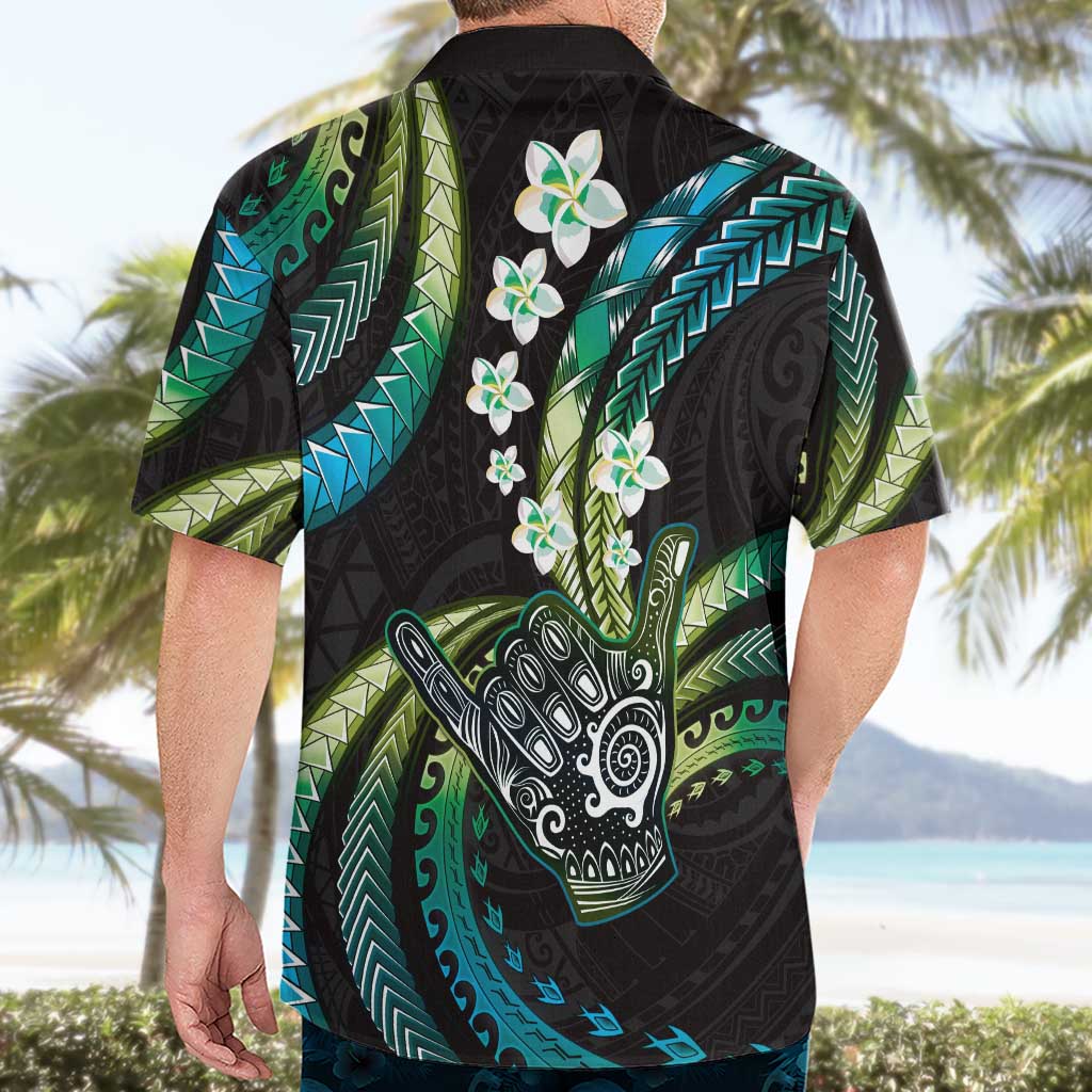 Hawaii Shaka Sign Hawaiian Shirt Fantastic Frangipani Chartreuse Cyan LT01 - Polynesian Pride