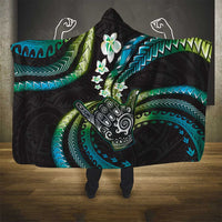 Hawaii Shaka Sign Hooded Blanket Fantastic Frangipani Chartreuse Cyan LT01 - Polynesian Pride