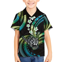 Hawaii Shaka Sign Kid Hawaiian Shirt Fantastic Frangipani Chartreuse Cyan LT01 Kid Cyan - Polynesian Pride